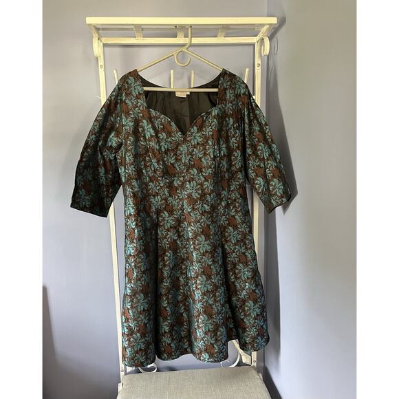 Eshakiti Floral Sweatheart Dress 2X 20W Preppy Plus Size Romantic - Picture 8 of 9